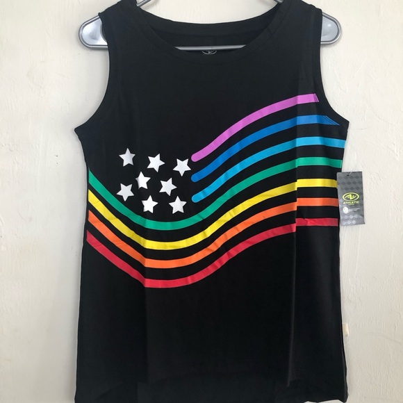 ATHLETIC WORKS Womens Tank Top XS 0-2 Graphics Black New - Picture 2 of 12